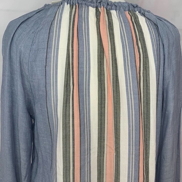 Dylan Chambray Striped Peasant Blouse (NWT) - Picture 6 of 11